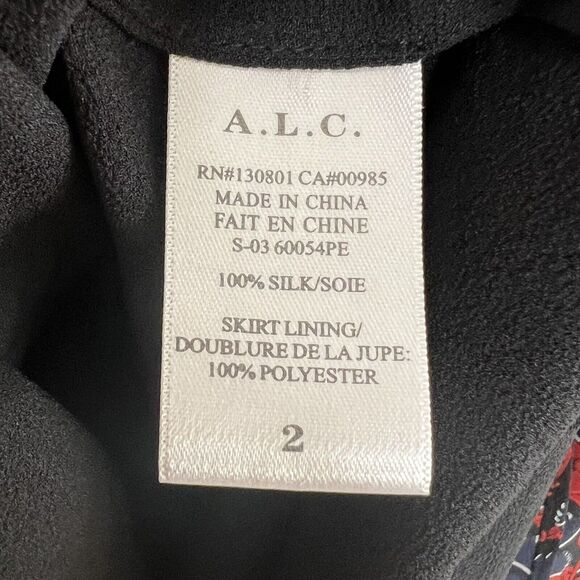 A.L.C. Dress Womens Size 2 Sullivan 100% Silk Floral Tie Waist Long Sleeve s26 - Picture 9 of 10